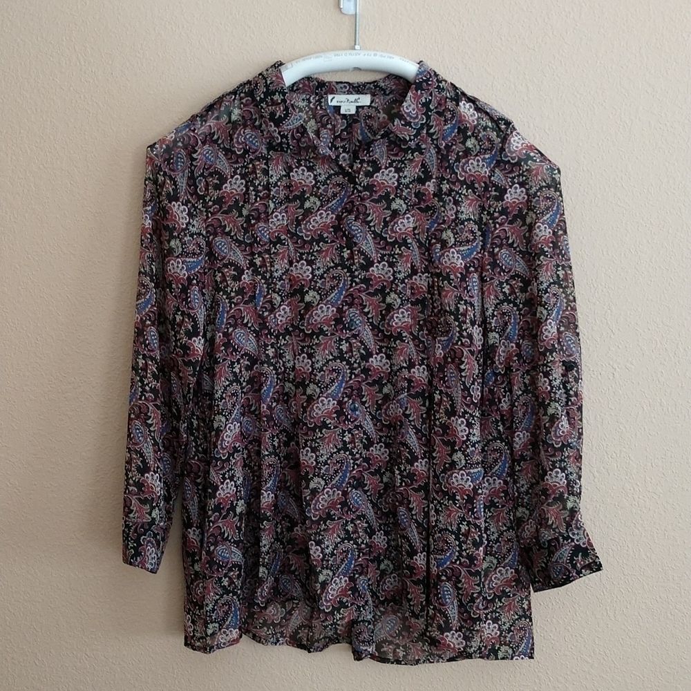 Simply Noelle Sheer Paisley Blouse     Size L/XL